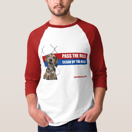 法案を可決しますか、または製造所を3/4本の袖きれいにして下さい Tシャツ (正面)