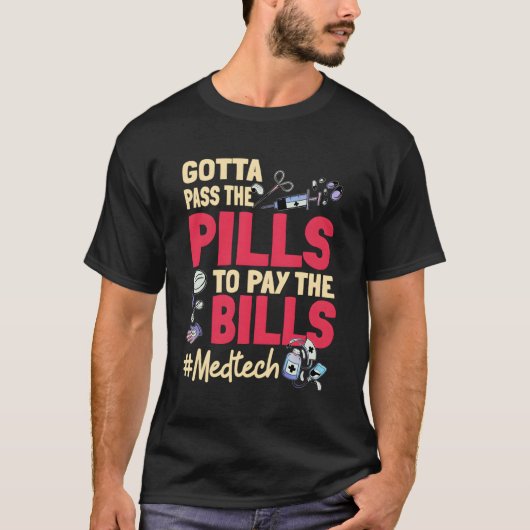 法案を支払うために薬を渡す Tシャツ (正面)