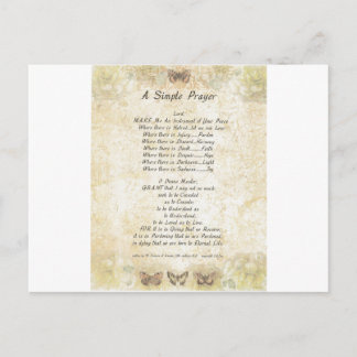 法王フランシス=聖フランシスシンプル祈りの言葉=バターフリー ポストカード