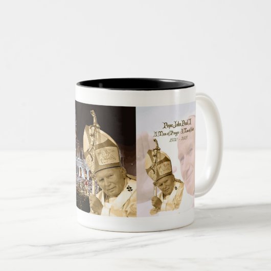 法王ヨハネパウロ二世のコラージュのマグ ツートーンマグカップ (正面右)