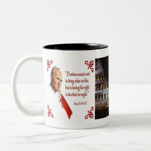 法王ヨハネパウロ二世のコラージュのマグ ツートーンマグカップ (左)