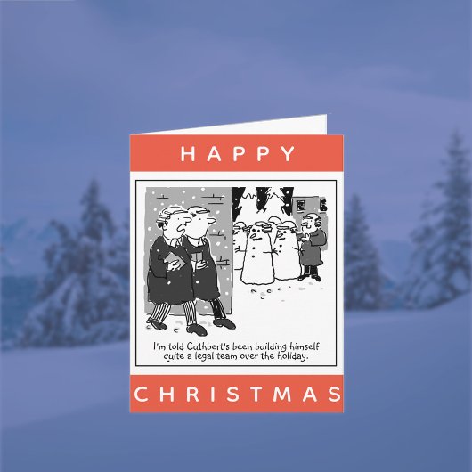 法的な弁護士と雪だるま メリークリスマス カード