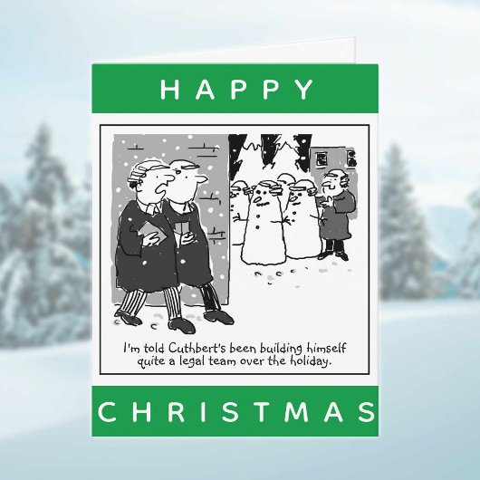 法的な弁護士と雪だるま メリークリスマス カード