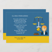 法的事項の女性の卒業の招待状 招待状 (正面/裏面)