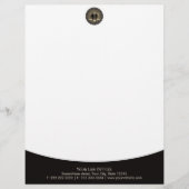 法的正義弁護士の弁護士のモダンな金ゴールドのスケール レターヘッド (正面)