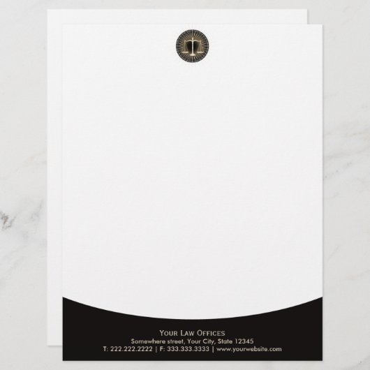 法的正義弁護士の弁護士のモダンな金ゴールドのスケール レターヘッド (正面/裏面)