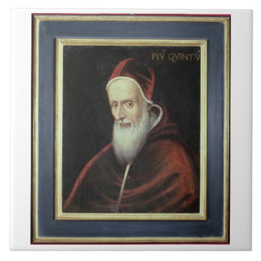 法皇のPius V (1504-72年)ポートレート(キャンバスの油) タイル (正面)