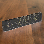 法科の学生-黒および金ゴールドのスケール デスクネームプレート (側面)