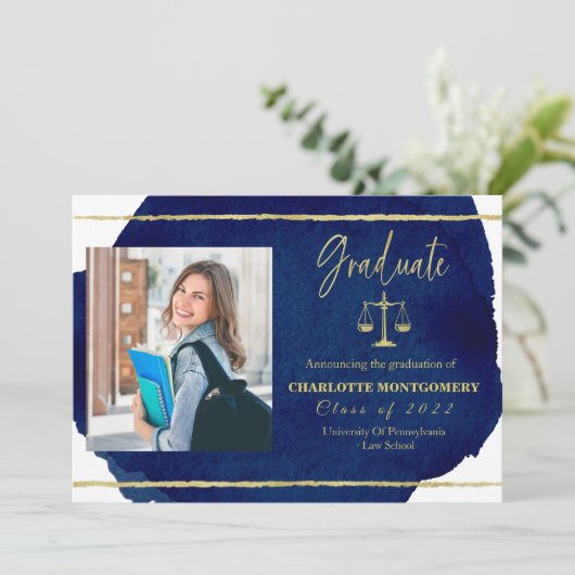 法科卒エレガント業発表写真 招待状 (スタンド正面)