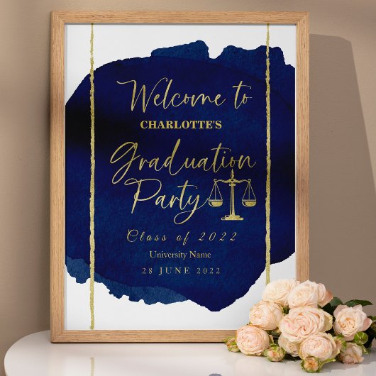 法科卒業エレガントパーティー歓迎サイン ポスター