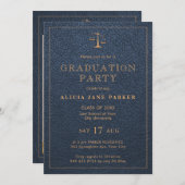 法科卒業海軍金ゴールド写真フォーマル 招待状 (正面/裏面)