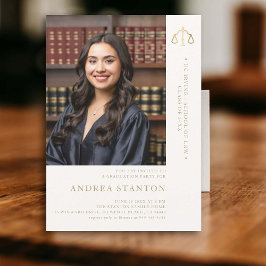 法科卒業金ゴールドはかりで測写真 招待状