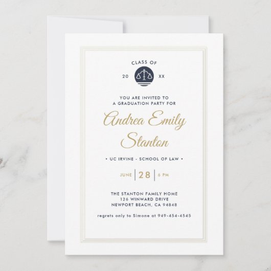 法科司法学はかりで測士海軍金ゴールド卒業 招待状 (正面)