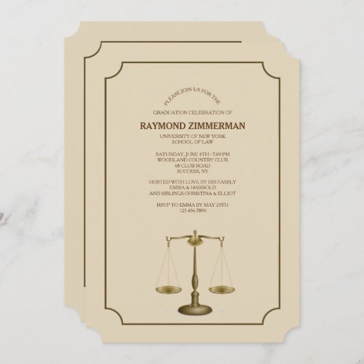 法科大学の卒業生の色を選ぶ 招待状 (正面/裏面)