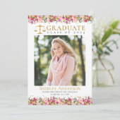 法科大学院卒業パーティー 卒業写真 ピンクの花 招待状 (スタンド正面)