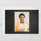 法科大学院卒業式エレガントな黒と金の写真 招待状 (裏面)