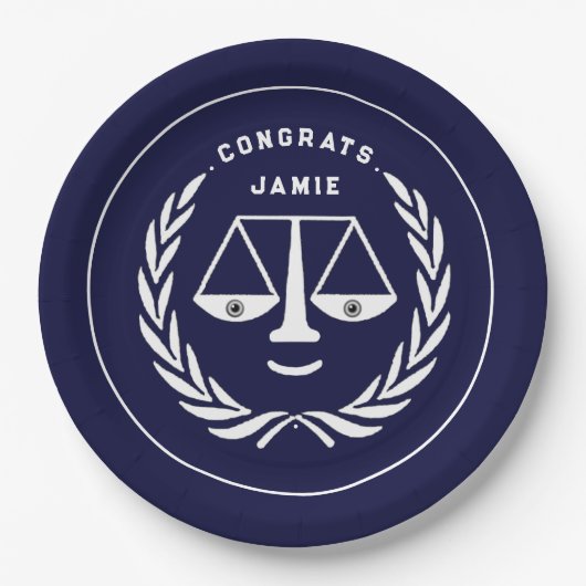 法科大学院卒業青い紙皿 ペーパープレート (正面)