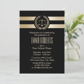 法科大学院 弁護士 卒業 現代的なブラック＆ゴールド 招待状 (スタンド正面)