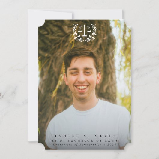 法科大学院 白いオーバーレイの卒業写真 2枚 案内状 (正面)