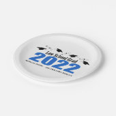 法科大学2022年学年学級キャップス&卒業証書マス(青) ペーパープレート (アングル)