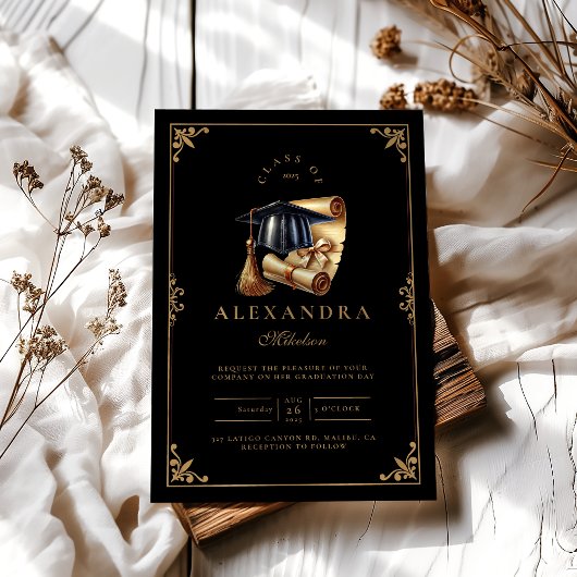 法科弁護士卒業モダンブラック 招待状