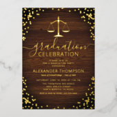 法素朴科卒業実在金ゴールド 箔招待状 (正面)