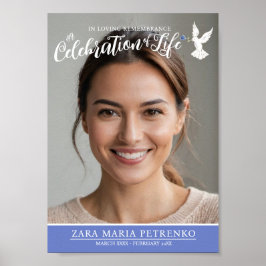 法要のお葬式の鳩ブルーバラ写真 ポスター