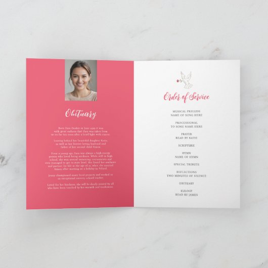 法要のお葬式は赤いピンクのバラの写真 プログラム (内部)