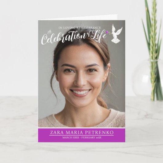 法要の葬儀鳩パープルバラ写真 プログラム (正面)