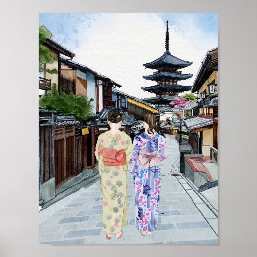 法観寺京都日本水彩画 ポスター (正面)