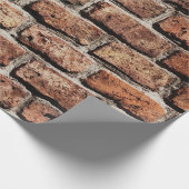 法面展開時の茶色のレンガの壁 ラッピングペーパー (角)