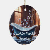 泡が入ったバスタブ,かわいい,漫画おもしろい付き セラミックオーナメント (右)