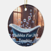 泡が入ったバスタブ,かわいい,漫画おもしろい付き セラミックオーナメント (左)