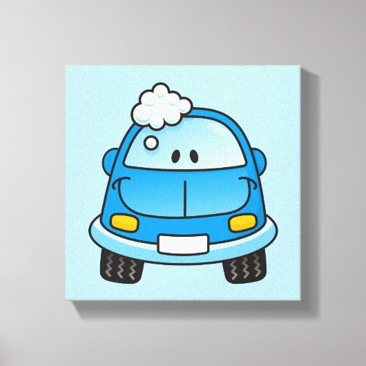 泡だらけの青い車 キャンバスプリント (正面)