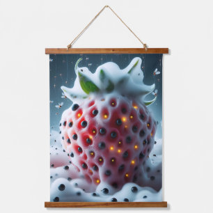 泡とイチゴ:甘くて夢のような喜び🍓 吊り下げ型タペストリー