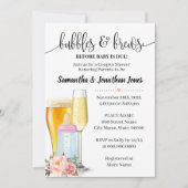 泡とパンベビー前のピンクの赤ちゃんシャワー 招待状 (正面)