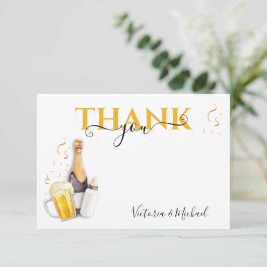 泡とビールベビーシャワーサンキューカード 出欠カード (スタンド正面)