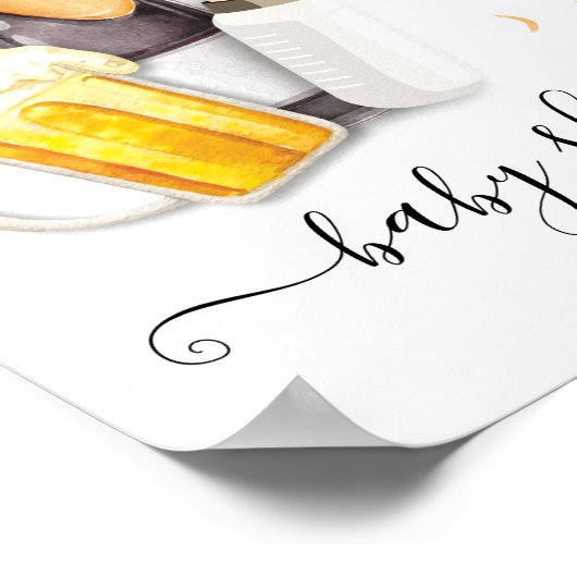 泡とビール赤ちゃんシャワー歓迎サイン ポスター (角)