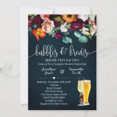 泡とブライトワインフラワーブルーウェディングシャワー 招待状 (正面)