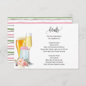 泡とブリュウズビークシャワーベビー前のピンクベイビーシャワー エンクロージャーカード (正面/裏面)