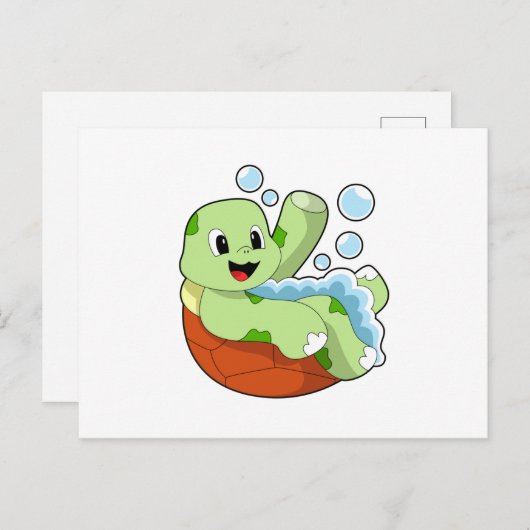 泡と戯れるカメ ポストカード (正面/裏面)