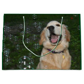 泡のゴールデン・リトリーバーの子犬 ラージペーパーバッグ (正面)