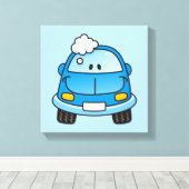 泡の付いた青い車 キャンバスプリント (インサイチュ (ウッドフロア))