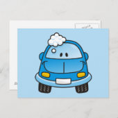 泡の付いた青い車 ポストカード (正面/裏面)