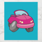 泡の付いた青い車 ワインラベル (シングルラベル)