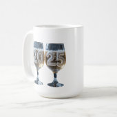 泡の入った2つのクリンク眼鏡 コーヒーマグカップ (正面左)