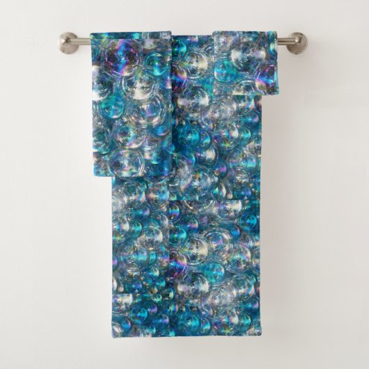 泡の小さな泡バスタオル青いアクアを設定 バスタオルセット (インサイチュ)