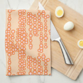 泡の流れ、桃 キッチンタオル (四つ折り)