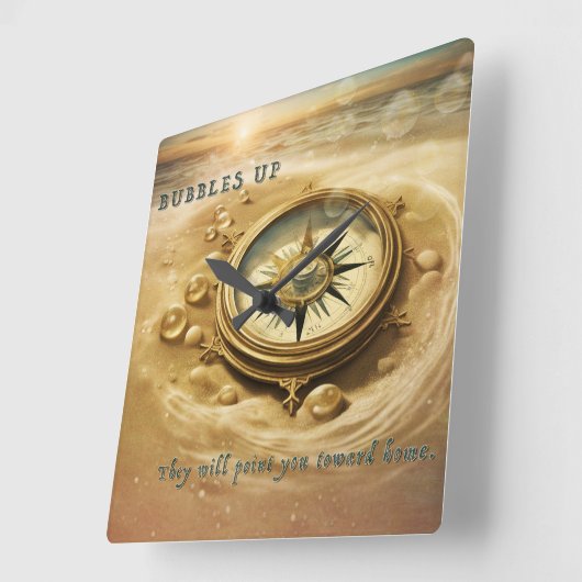 泡を上げる – スクエア壁時計 (傾斜)