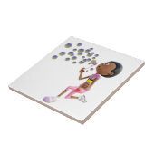 泡を吹いている漫画のアフリカ系アメリカ人の女の子 タイル (側面)